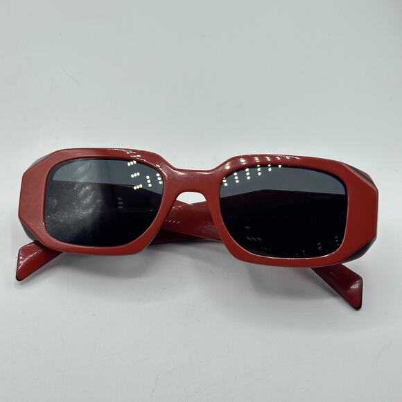 PRADA Symbole Diamond Rectangle Sunglasses Fiery Orange Red PR 17WS - Picture 5 of 14